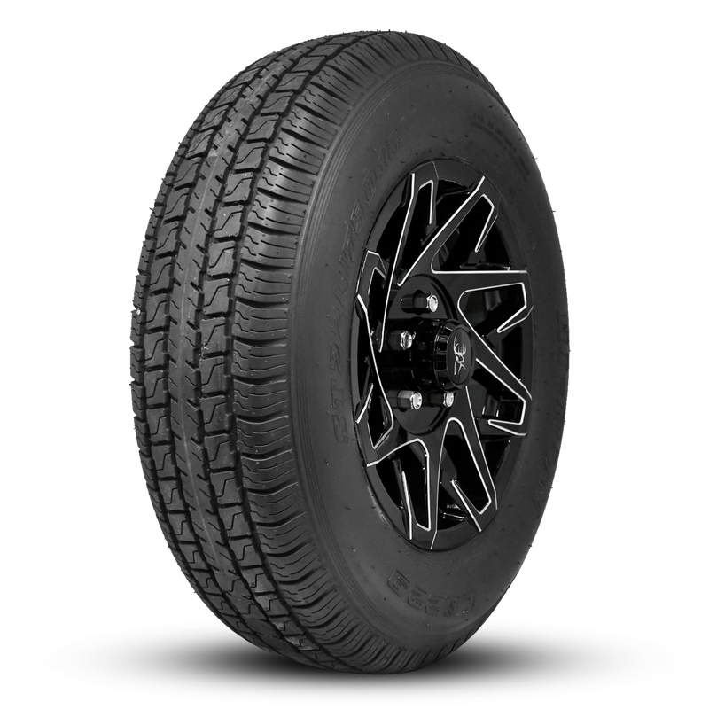 Buck Commander Trailer ReadyMount Wheel & Tire Assembly | BIAS Ply | Canyon - Gloss Black Milled Edges | 5 lug