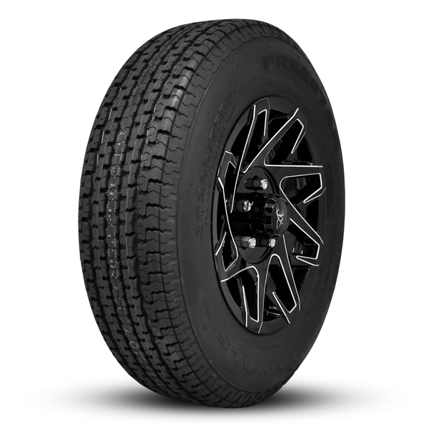 Buck Commander Trailer ReadyMount Wheel & Tire Assembly | Free Star Radial | Canyon - Gloss Black Milled Edges | 6 lug