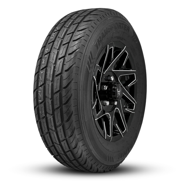 Buck Commander Trailer ReadyMount Wheel & Tire Assembly | Transporter Radial | Canyon - Gloss Black Milled Edges | 6 lug